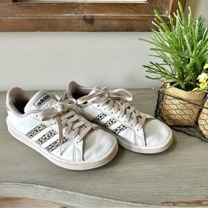 Adidas Women's White Sneakers with Leopard Accents